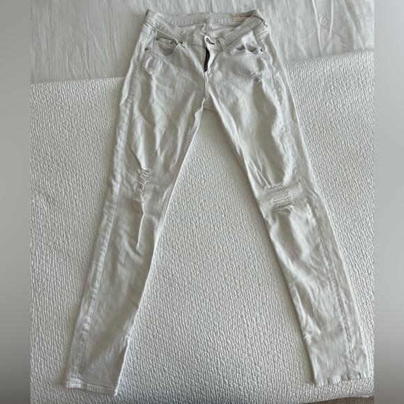 Rag & Bone Dash Slouchy Skinny Tattered White Jeans - Picture 6 of 14